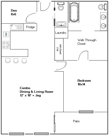 One-bedroom + den — 1 Bedroom + Den floor plan